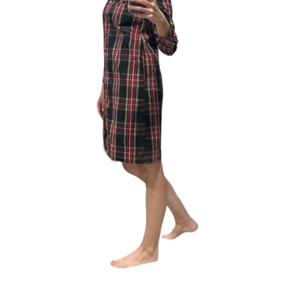 J. Crew women’s size 00 ruffled mock neck plaid button up shirt dress. - Picture 3 of 8